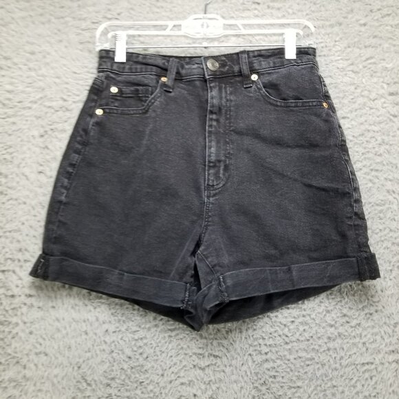 Garage Short Womens 5 Black High Waist Stretch Cuff Denim Shorts - Picture 1 of 11